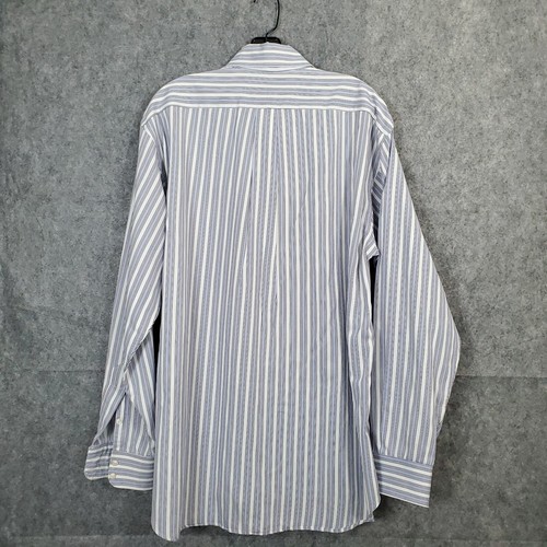 VIntage BURBERRY London Dress Shirt Mens Size 16L Blue White Stripe One Pocket - Picture 2 of 12