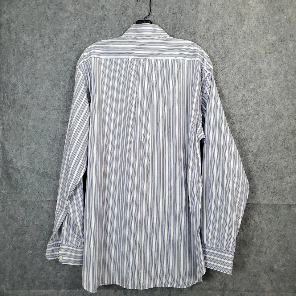 Camisa de Vestir Vintage Burberry London Para Hombre Talla 16L Azul Blanco Rayas Un Bolsillo Foto 2 de 4