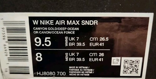 Nike Air Max SNDR Canyon Gold Deep Ocean HJ8080-700 Women's 9.5 Men's 8 - Picture 8 of 8