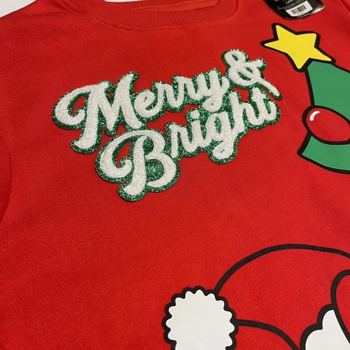 Hello Kitty Christmas Sweatshirt Kids Girls Size Large Red Merry & Bright Sanrio - Picture 2 of 9