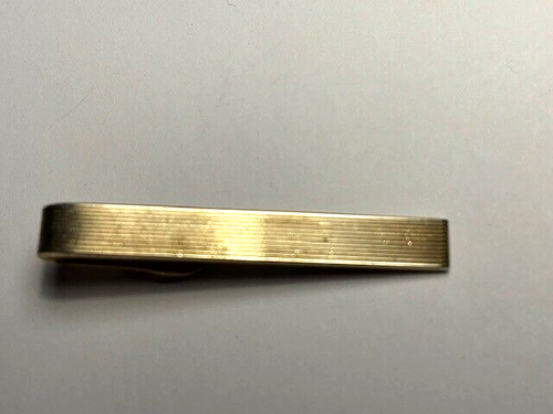 Fermacravatta Vintage - Barra 2" Scanalata Tono Oro - Foto 2 di 3
