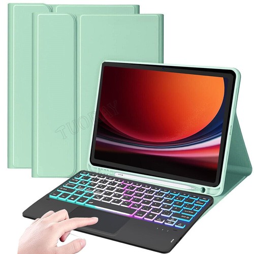 für Samsung Galaxy Tab S9 FE S8 A9+ A8 A7 QWERTZ Tastatur Beleuchtet Maus Hülle - Afbeelding 31 van 53