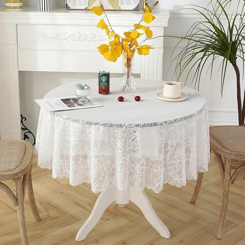 Lace Table Cloth,Round Table Cloth, Retro White Table Cloth, Dessert Table Cloth - Picture 9 of 18