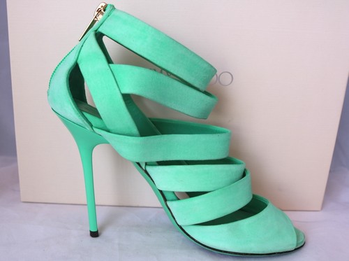 JIMMY CHOO DAMSEN DAMEN GREEN MENTHE PEPPERMINT SUEDE OPEN TOE SHOES 36 - Picture 9 of 11