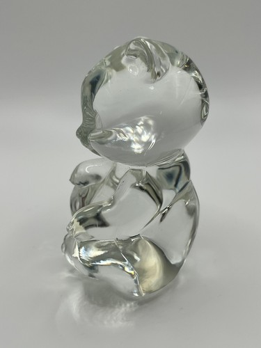 Vtg Fenton Teddy Bear Figurine Hand Blown Clear Art Glass Animal Paperweight - Picture 10 of 24