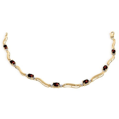 14K. SOLID GOLD TENNIS BRACELET WITH NATURAL DIAMONDS & GARNETS - Picture 8 of 21