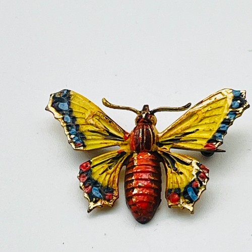 Animal Pins Gold Tone Enameled Pink Green Hummingbird and Multicolor Butterfly - Picture 6 of 8