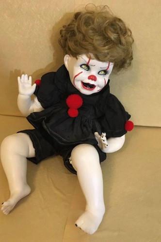 OOAK Creepy Horror Spooky Porcelain Doll 15"  Baby Clown #113 - Picture 7 of 16