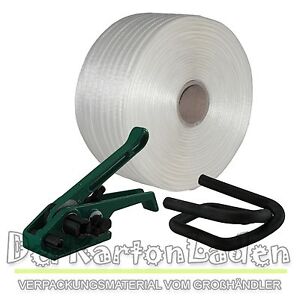 25 mm Textil Polyester Umreifung Set Umreifungsband Phosphatiert Metallklemmen