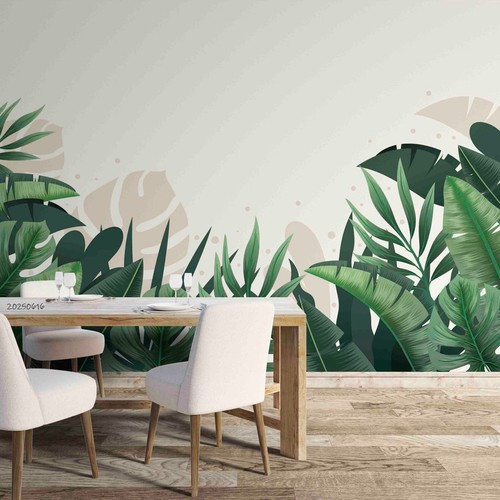 3D Leaves Flora Watercolor Self-adhesive Removable Wallpaper Murals - Picture 2 of 11