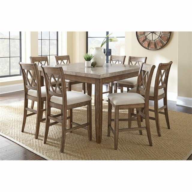 Steve Silver Franco Marble Top Counter Height Dining Table In Gray Steve Silver Franco Marble Top Counter Height Dining Table In Gray