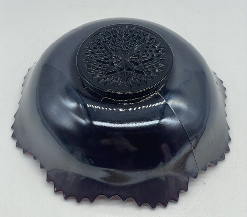 De Colección Imperial Púrpura Amatista Rollo Repujado Carnaval Vidrio Cuenco 7" Diámetro - Imagen 12 de 14