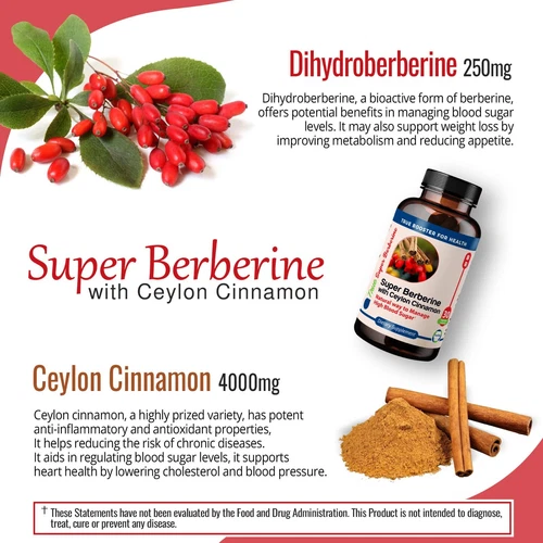 Organic Berberine Ceylon Cinnamon Dihydroberberine, 4250 Mg 120Capsules - Picture 7 of 11
