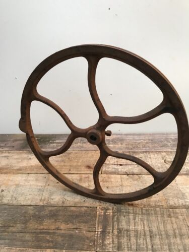 Antique Rusty Cast Iron Wheel Foot Pedal Sewing Machine Wheel part Wall Art - Picture 6 of 8