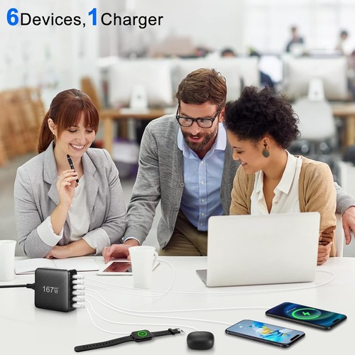 USB-C Fast Charger 167W Multi USB Charger Type C Charger 6-Port GaN Fast Charger - Picture 7 of 8