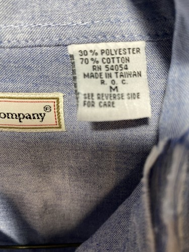 Vintage Bugle Boy Shirt Mens Chambray Long Sleeve Button Up Polo Men’s Size M - Picture 5 of 11