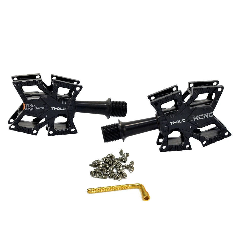KCNC KNIFE Pedales de plataforma de carretera de husillo de titanio, negro Foto 4 de 4