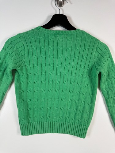 Vtg Polo Ralph Lauren Kids Unisex Crewneck Cable Knit Sweater Green Sz 6 14.5x17 - Picture 7 of 7