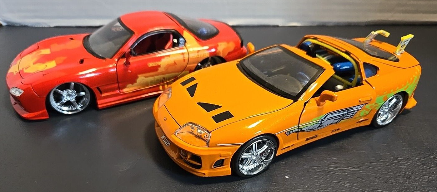 2 1/24 JADA Toys Fast & Furious Diecast Cars Toyota Supra & Mazda Parts