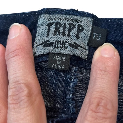 Tripp NYC Sailor Cropped Jeans Size 13 Dark Wash Striped Pinup Retro Nautical - Picture 4 of 9