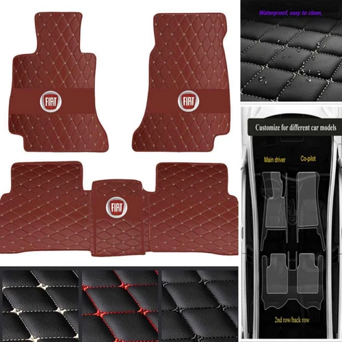 For Fiat 500/500L/500X Car Floor Mats Custom Waterproof PU Leather Carpets Rugs - Imagen 23 de 38