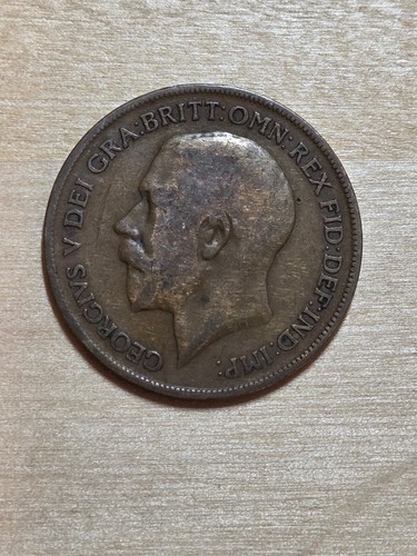 Great Britain Penny coin, 1921. KM# 810, bronze. King George V. Britannia. - Picture 4 of 4