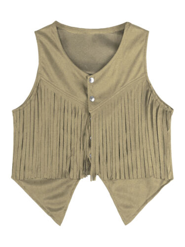 Chaleco para Hombres Chaqueta con Flecos Dobladillo Irregular Chaleco Borla Prendas Exteriores De Colección Tanque - Imagen 60 de 75
