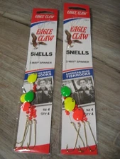 2 Pks Eagle Claw Fishing 2-Way Spinner Snells 128 Fish Hooks - Size 4 Aberdeen