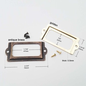 12pcs Golden Antique Brass Drawer Label Pull Frame Handle File