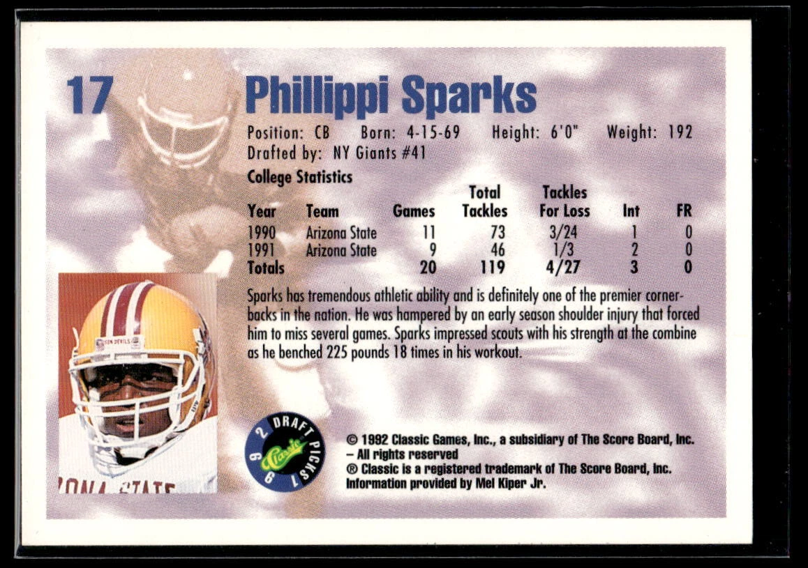 1992 Classic #17 Phillippi Sparks Near Mint or Better | eBay