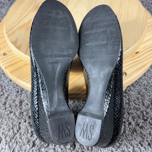 Stuart Weitzman Shoe Wedge Heel Pumps Womens Size 9 Black Leather Made in Spain - Picture 9 of 10