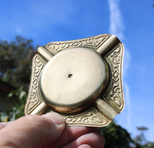 Rare Antique Vintage Art Nouveau-Arts & Crafts Enamel Brass Ashtray - Picture 13 of 13