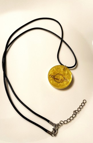 Saturn Solar System Pendant Necklace – Resin Art Jewelry - Handmade - Picture 2 of 2