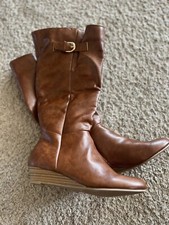 SO SHIBAINU Color COGNAC SIZE 8 Women's Tall Wedge Boots Retails $69.99