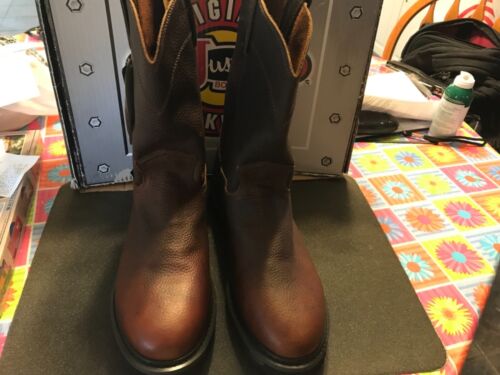 Justin 10" Round Toe Orig Workboots Electrical Hazard Rated WK4905 Sz 13M Brown