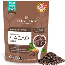 Navitas Organics Raw Cacao Nibs, 8 oz. 8 Servings Organic, Non-GMO, UNSWEETENED