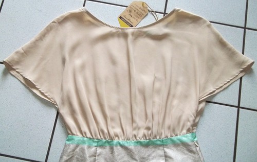 Neu PARTY Kleid Gr. S 36 38 SATIN Cocktailkleid Sommerkleid Berige Mint Grün - Bild 2 von 4