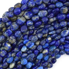 Natural Blue Lapis Lazuli Pebble Nugget Beads 15.5" Strand 6-8mm 8-10mm