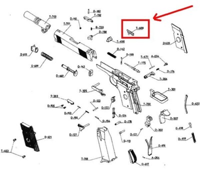 Llama handgun ejector part T-469 OEM for most 45 Cal 1911 pistols