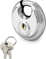 Disc Locks, 1 Pack Heavy Duty Steel Keyed Padlock Disc Storage Locks for Storage