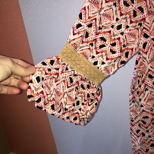 Faded Glory Women Sz XL Geometric 3/4 Sleeve Off the Shoulder Peasant Blouse Top - Picture 5 of 10