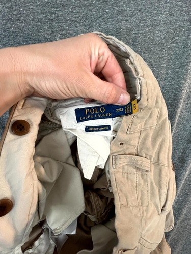 Pantalones cargo Polo Ralph Lauren para hombre 32 X 32 caqui algodón elástico calce ajustado cremallera mosca - Imagen 3 de 13
