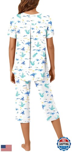Bestbee Womens Pajama Set Plus Size 2 Piece Lounge Outfits Summer Sleepwear V - Picture 4 of 5