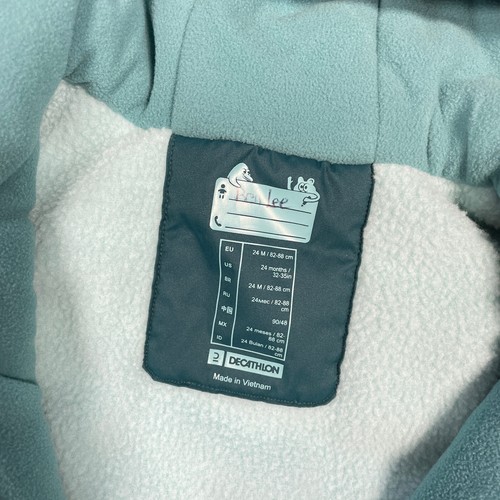 WEDZE Skijacke Baby - 500 Warm Lugiklip türkis mit Kapuze und Handschuhen - Bild 7 von 7