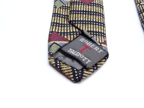 ROBERT TALBOTT STUDIO Michael David LTD Tan Gold w/Multi-color Pattern Silk Tie - Picture 9 of 9