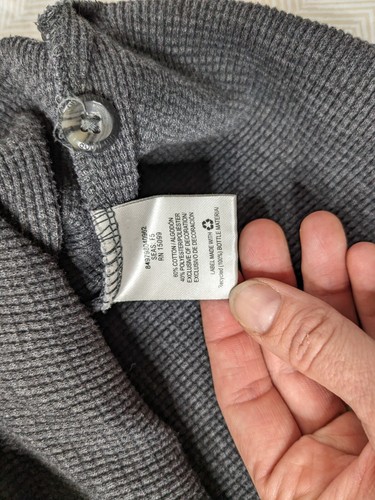 Outdoor Life Henley Shirt Men's 3XL Charcoal Gray Waffle Knit Long Sleeve Button - Picture 4 of 8