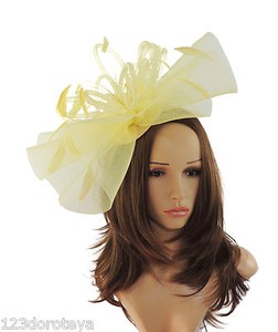 Lemon Yellow Fascinator Hat For Weddings Ascot Proms G2 Ebay Image Is Loading Lemon Yellow Fascinator Hat For Weddings Ascot Proms