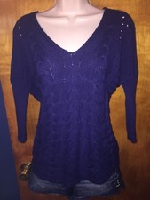 NWOT Express Blue Sweater, V-Neck, 3/4 Sleeves, Size XS