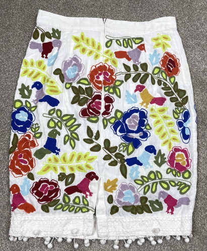 Anthropologie Moulinette Soeurs gonna ricamata pom nappe taglia 8 - Foto 12 di 12