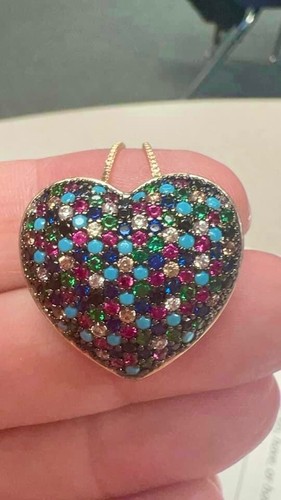Retired Park Lane GUMDROP Gold Heart Pave CZ Necklace - Picture 3 of 4